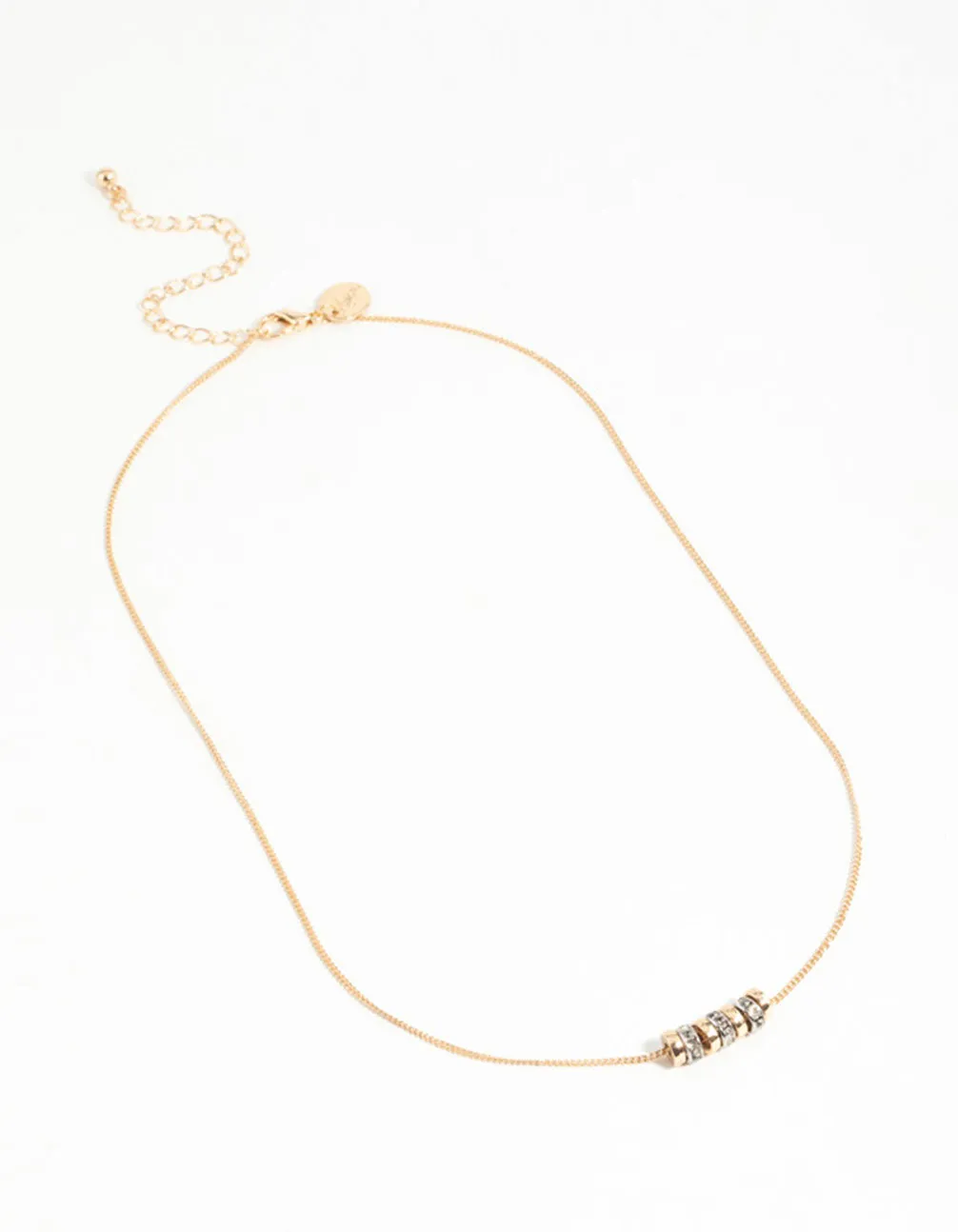 Mixed Metals Diamante Spin Around Necklace