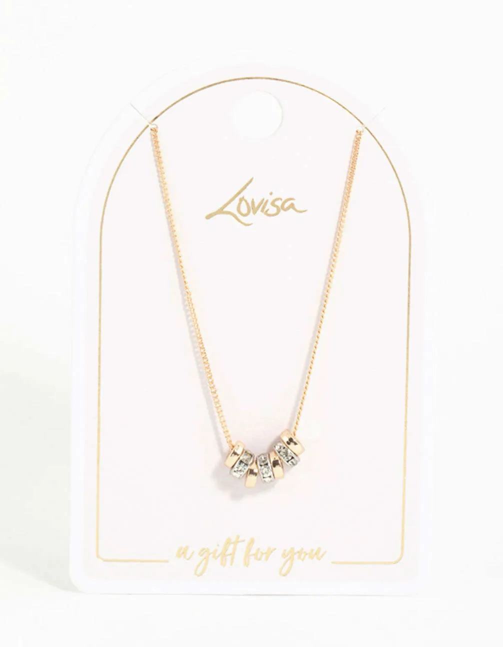 Mixed Metals Diamante Spin Around Necklace