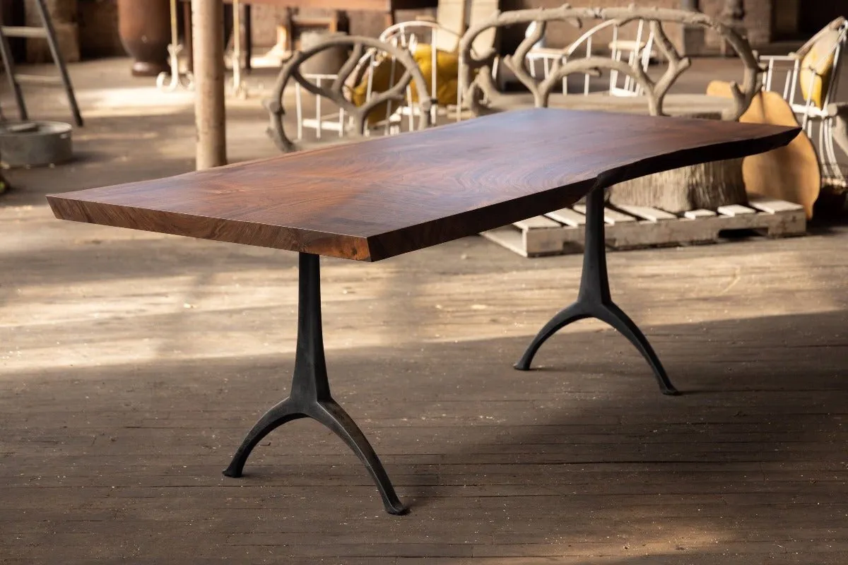 Modern Live Edge Wood Dining Table | Legacy Base Pedestal Table