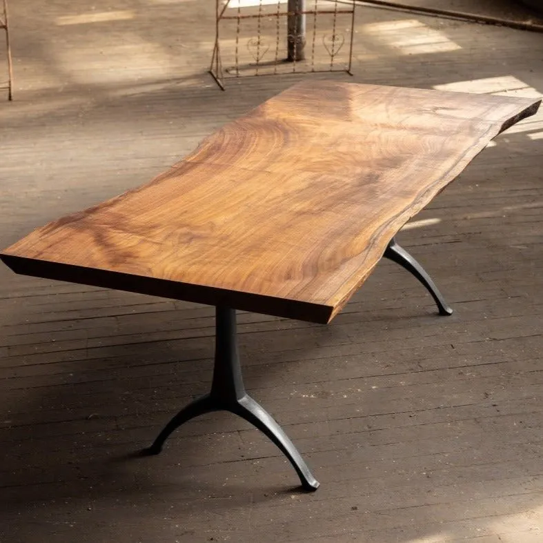Modern Live Edge Wood Dining Table | Legacy Base Pedestal Table