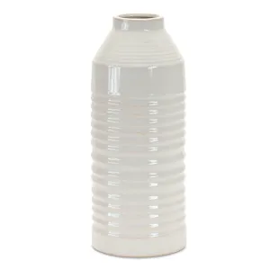Modern Ribbed Terra Cotta Vase 14"H