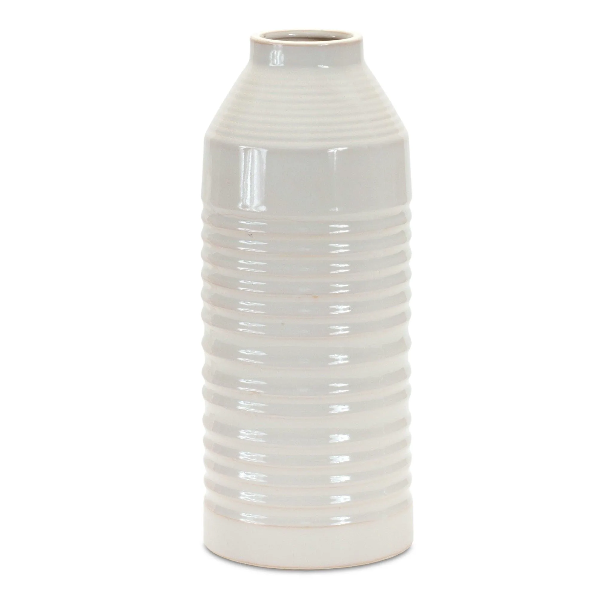 Modern Ribbed Terra Cotta Vase 14"H
