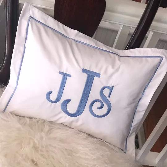 Monogrammed Pillow with Satin Stitch Trim