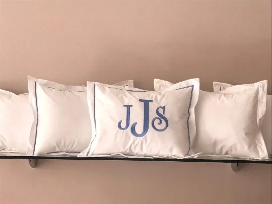 Monogrammed Pillow with Satin Stitch Trim