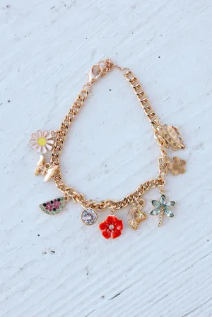 Multi Charm Flower Fruit Bracelet