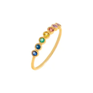 Multi Color Gemstone Bezel Ring 14K