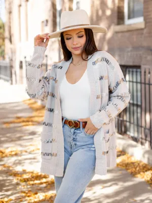 Multi Color Stitch Front Cardigan