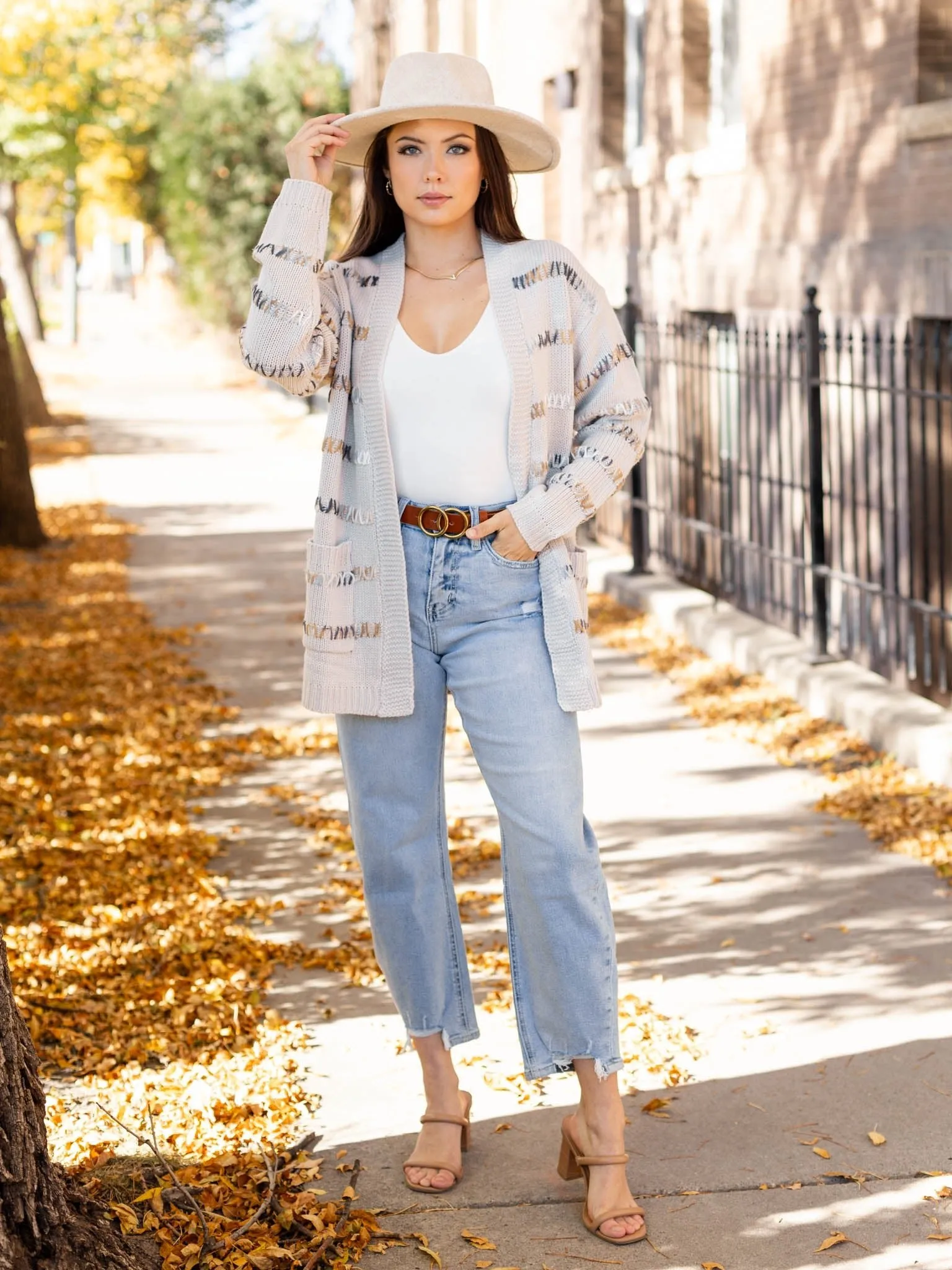 Multi Color Stitch Front Cardigan