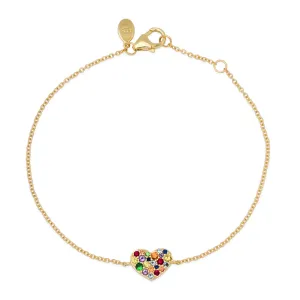 Multi Colored Smushed Heart Bracelet