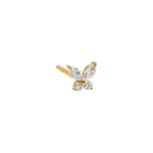 Multi Shape Diamond Butterfly Stud Earring 14K