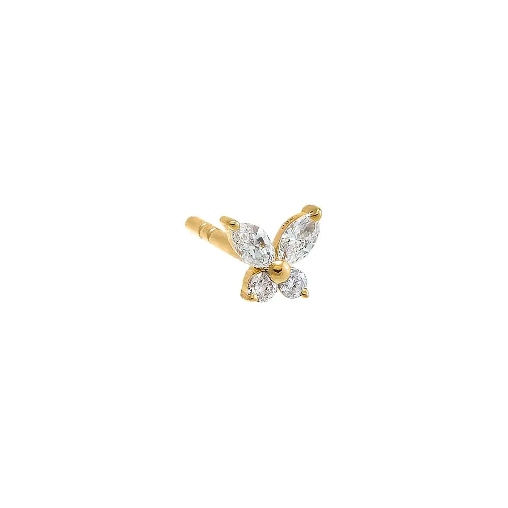 Multi Shape Diamond Butterfly Stud Earring 14K