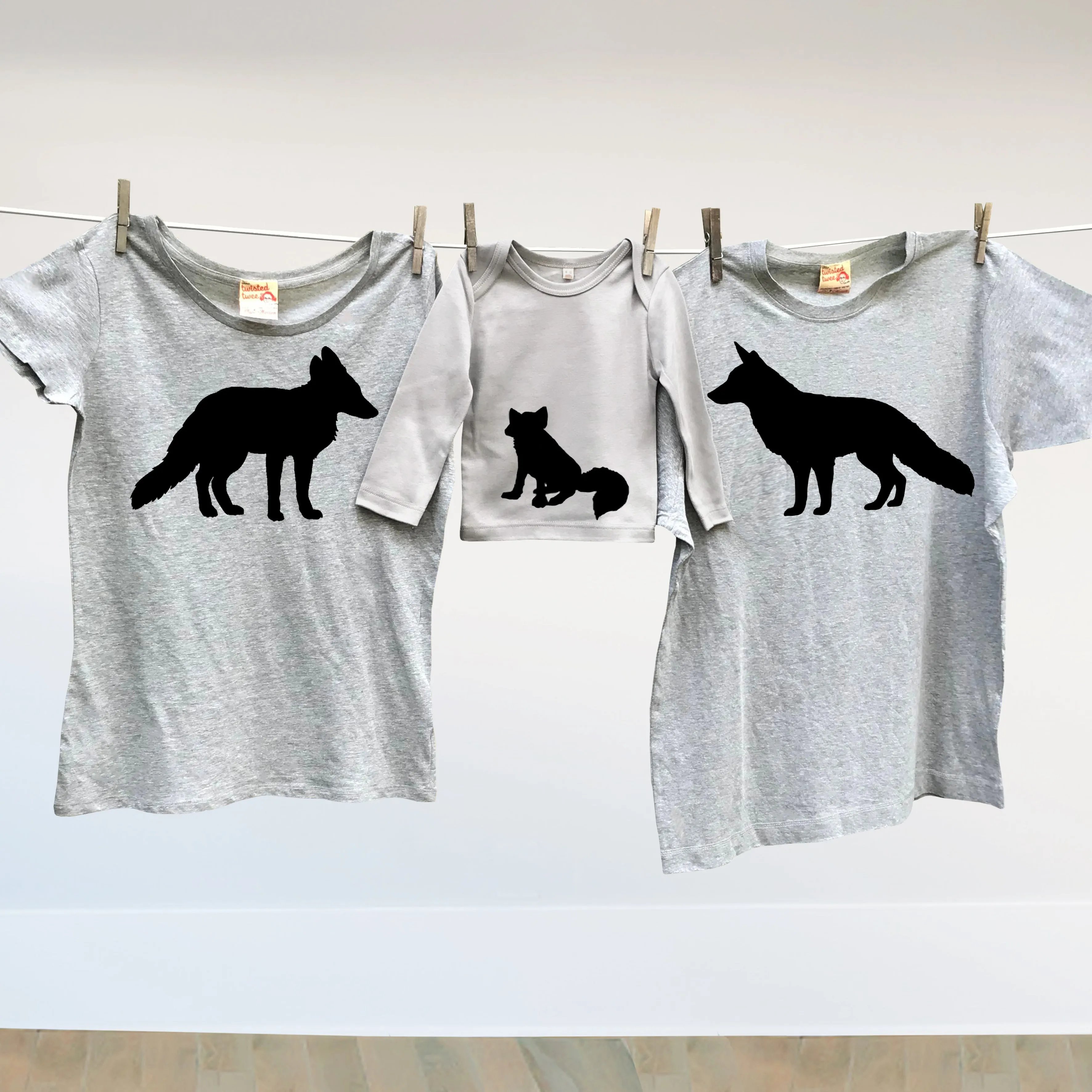 Mummy vixen and baby fox cub t shirt set