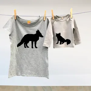 Mummy vixen and baby fox cub t shirt set