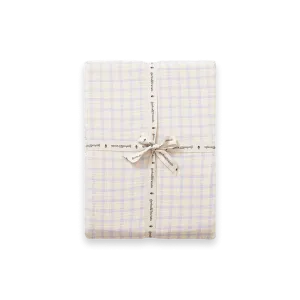 Muslin Fitted Single Sheet | Gingham Sky Blue by Garbo & Friends