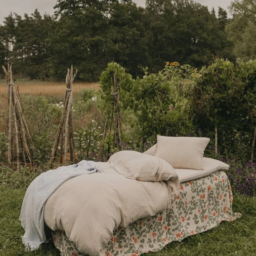 Muslin Single Bed Set | Gingham Sky Blue by Garbo & Friends