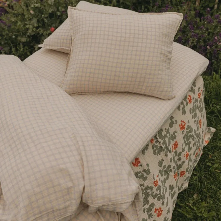 Muslin Single Bed Set | Gingham Sky Blue by Garbo & Friends