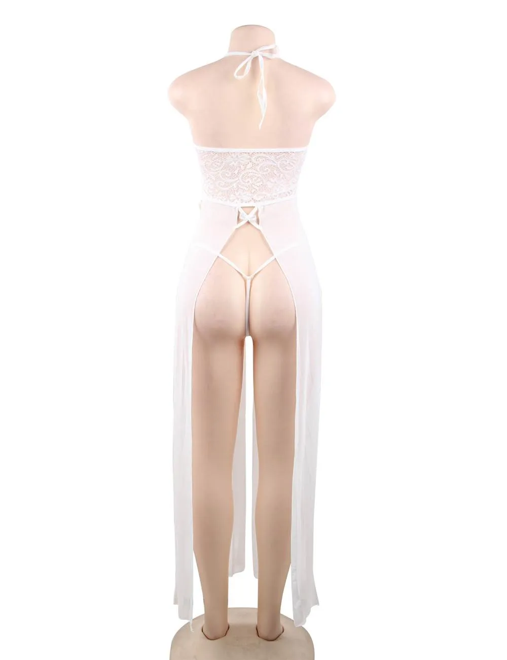 New Elegant Black Hollow Out Lace Sexy Nightgown With Farawlaya