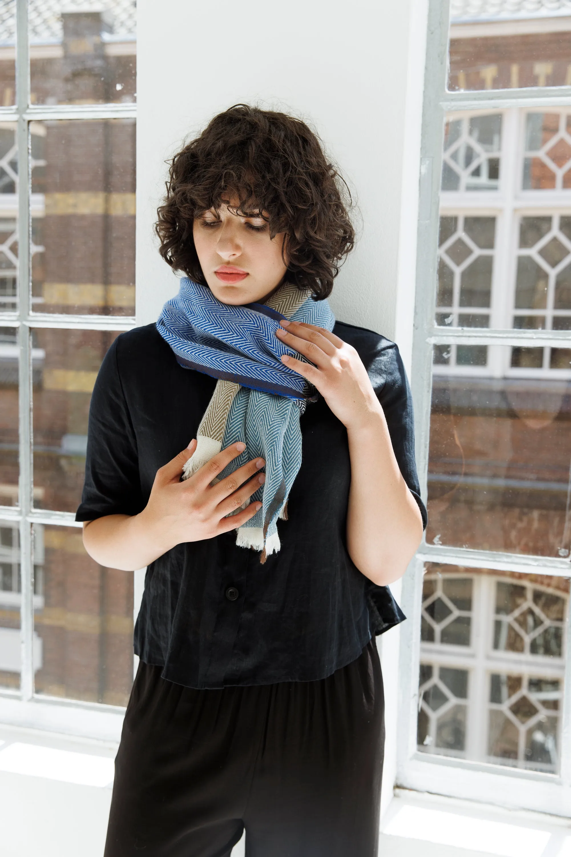 NEW! Wool SCARF Dash Blue