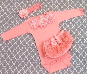 Newborn Girl Pink Bodysuit & Headband Set