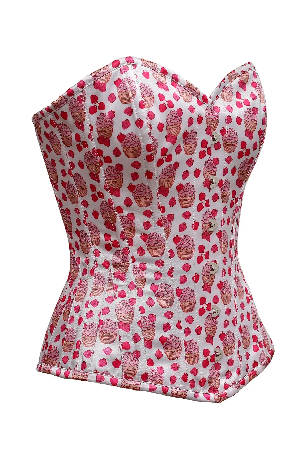 Oakley Cup & Cake Print Polyester Satin Overbust Corset