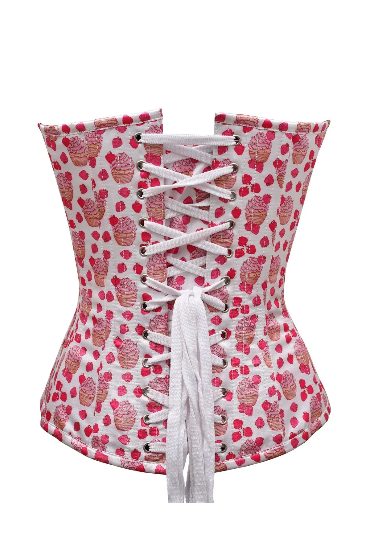 Oakley Cup & Cake Print Polyester Satin Overbust Corset