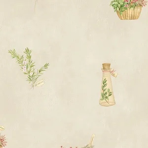 Off White Country Floral Baskets FK34430 Wallpaper