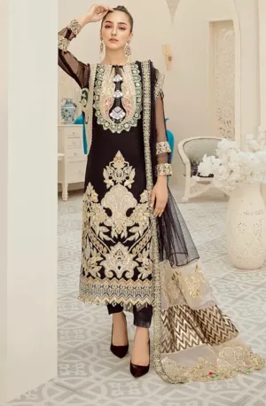 Pakistani Black Chiffon Outfit for Party #Y2074