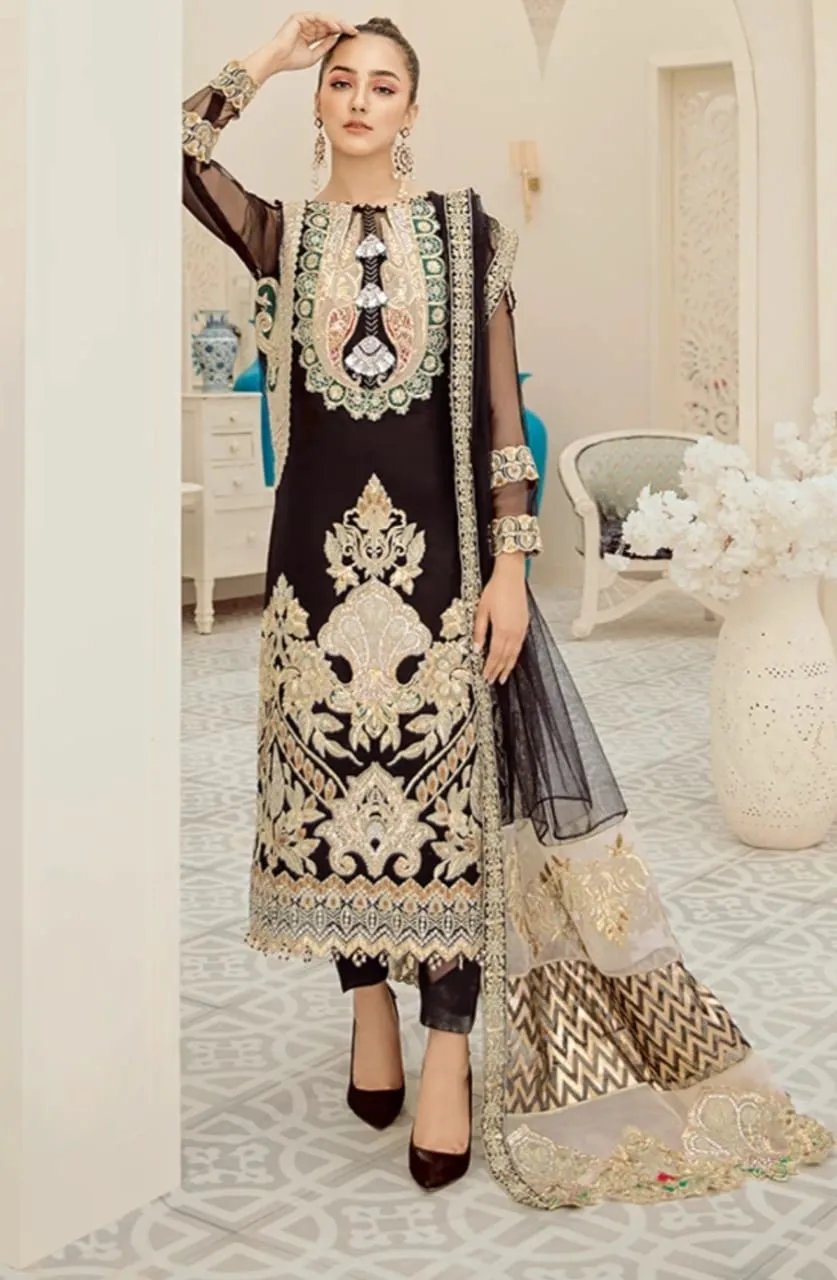Pakistani Black Chiffon Outfit for Party #Y2074