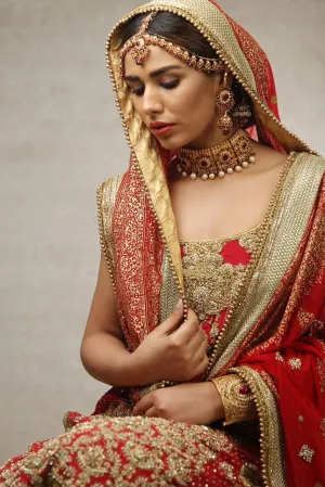 Pakistani Red Bridal Lehnga for Wedding #J4328