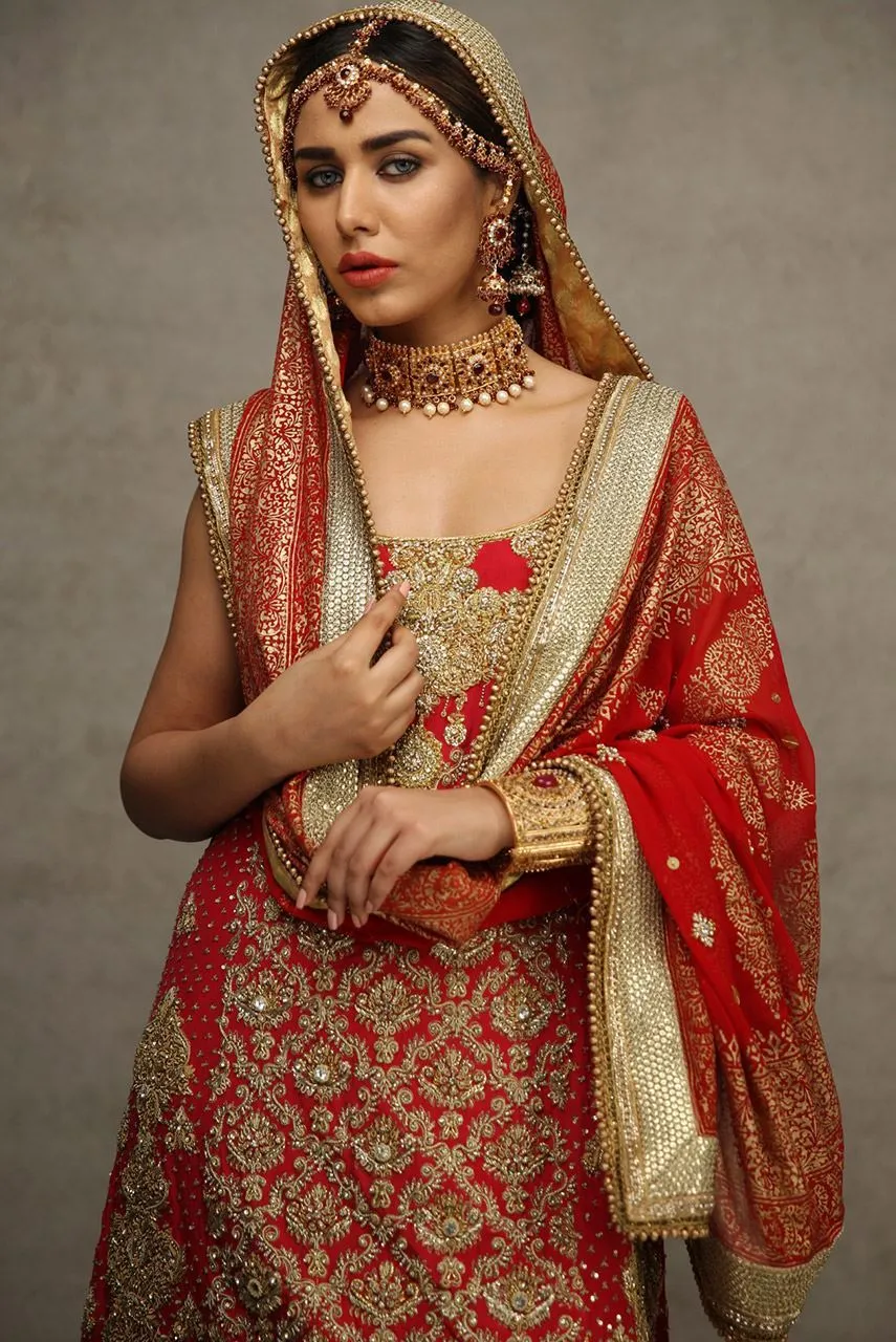 Pakistani Red Bridal Lehnga for Wedding #J4328
