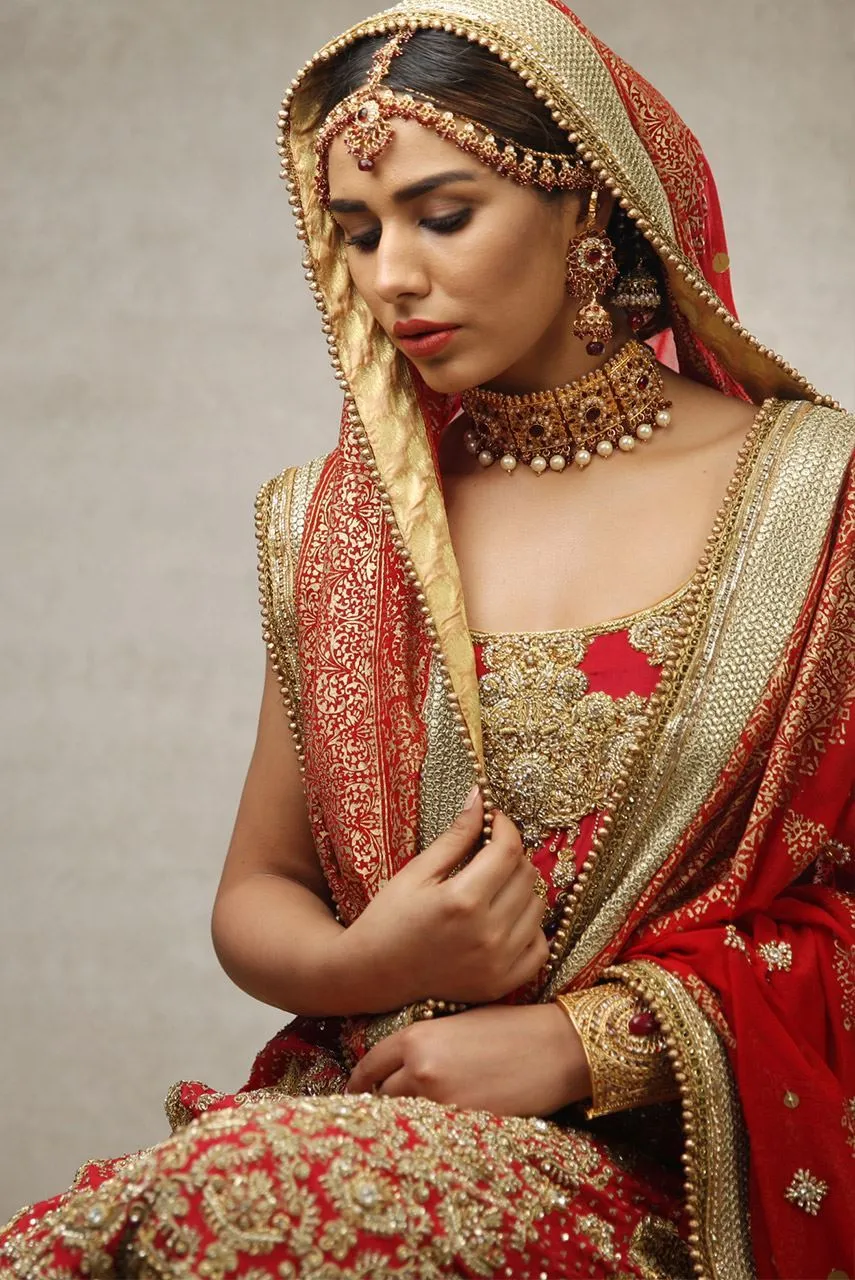 Pakistani Red Bridal Lehnga for Wedding #J4328