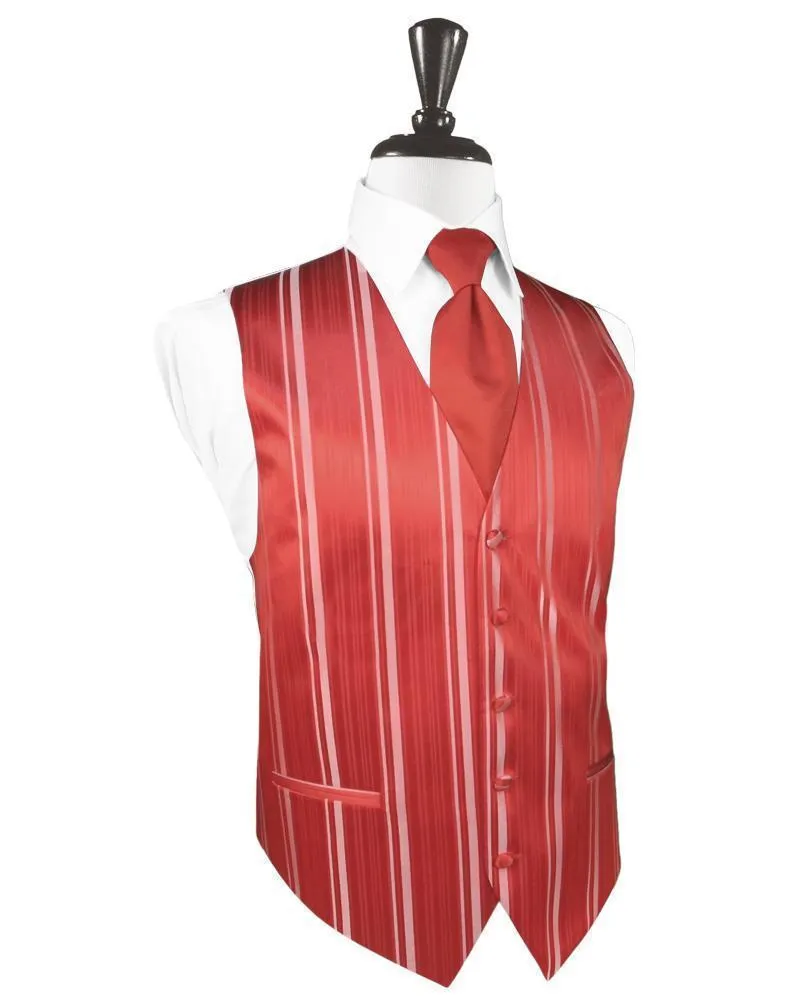 Persimmon Striped Satin Tuxedo Vest