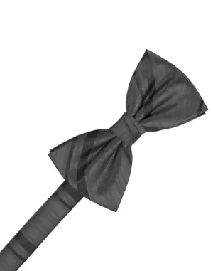 Pewter Striped Satin Kids Bow Tie