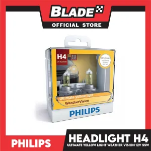Philips WeatherVision Halogen 12342WV H4 12V 60/55W (Pair)