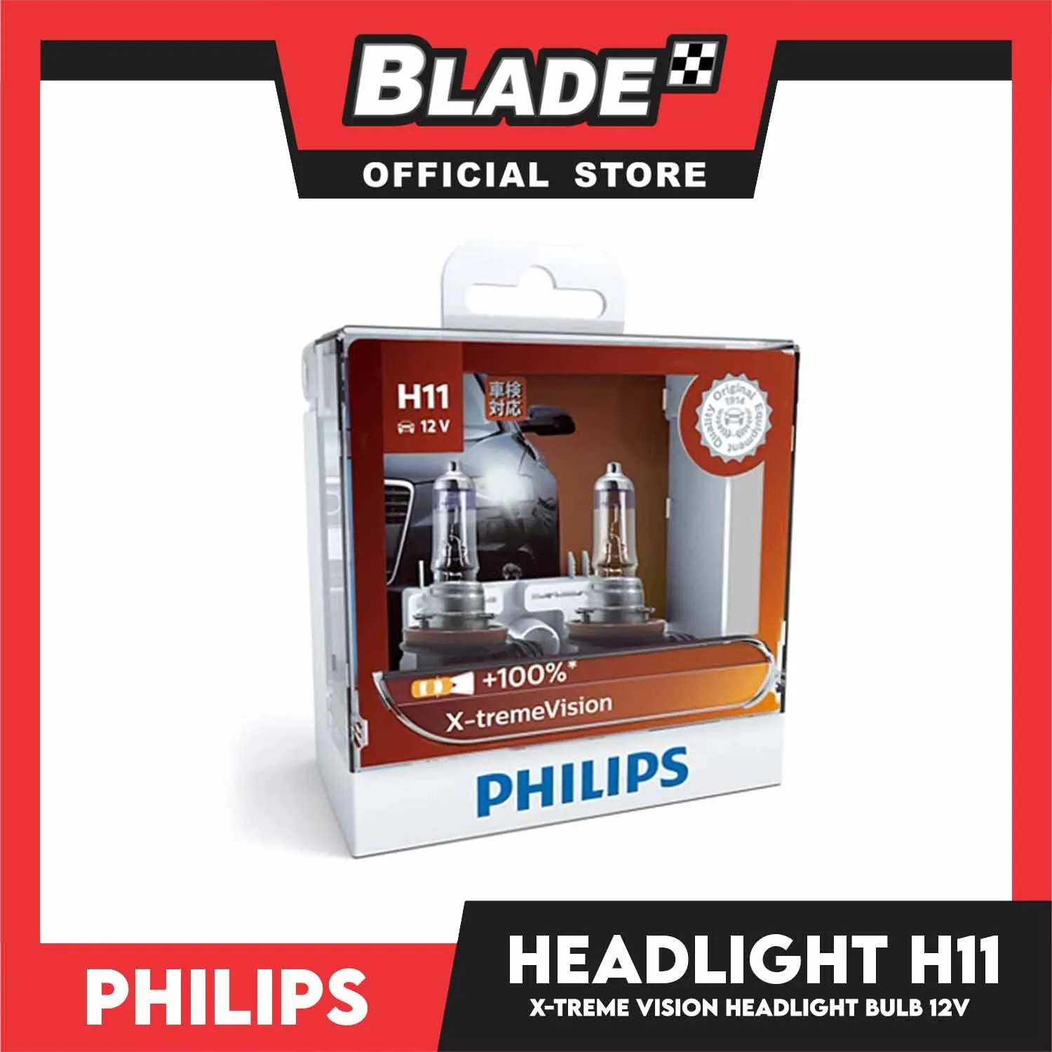 Philips X-tremeVision Headlight Bulb 12362XV H11 12V 55W (Pair)
