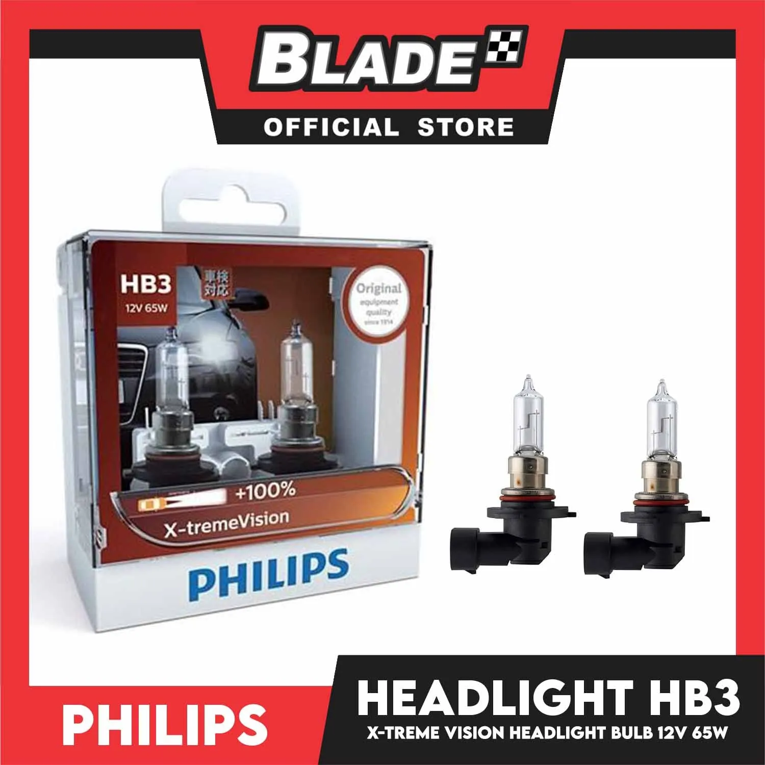 Philips X-tremeVision Headlight Bulb 9005XVS2 HB3 12V 65W (Pair)