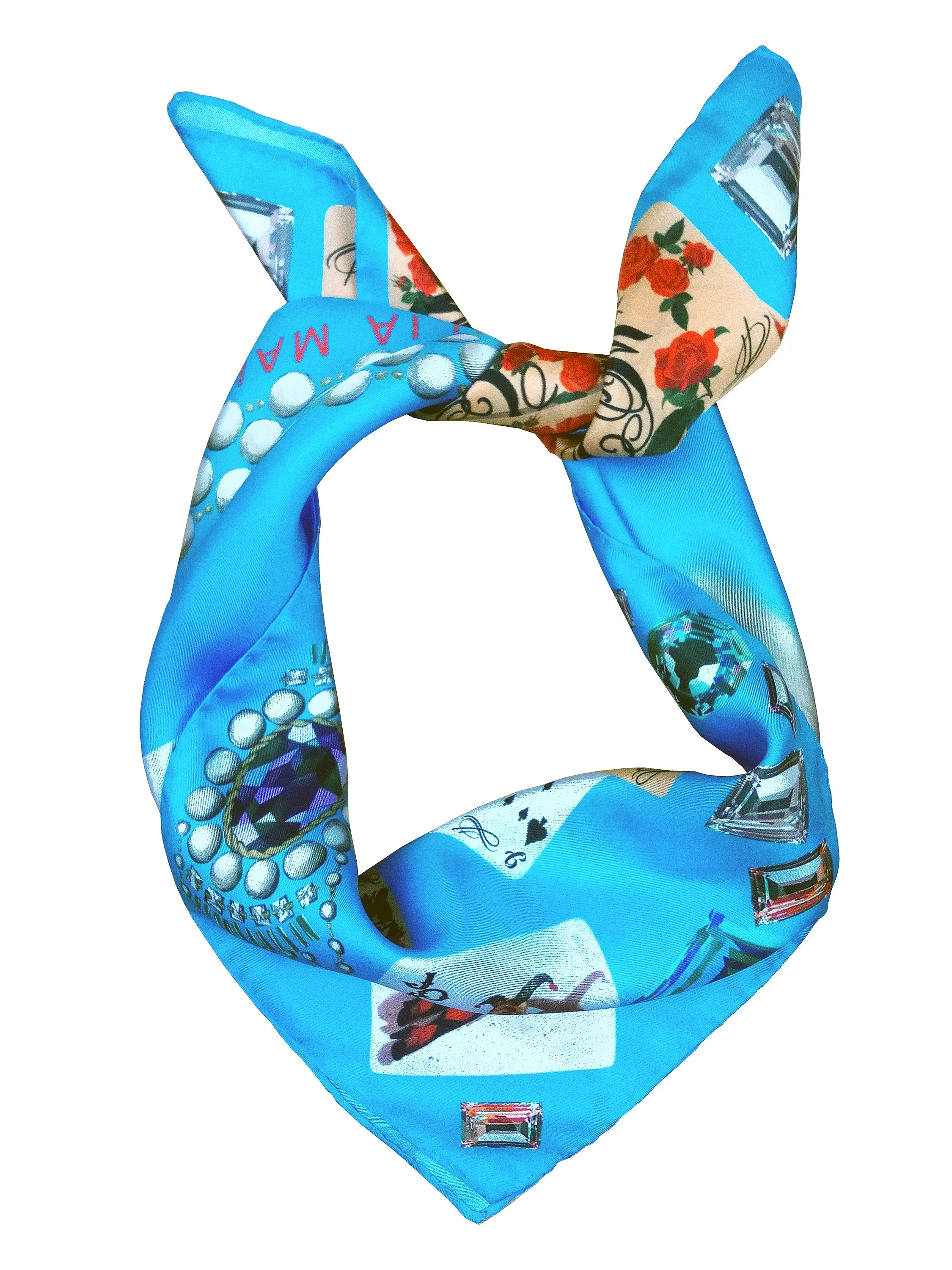 Plaisir D'Amour Silk Scarf Light Blue Print