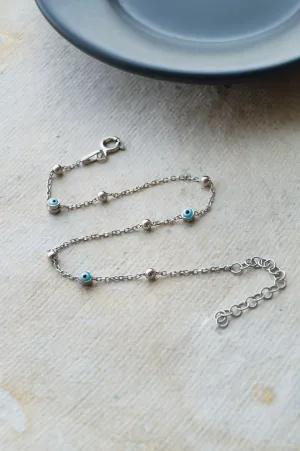 Playful Evil Eye Sterling Silver Chain Bracelet