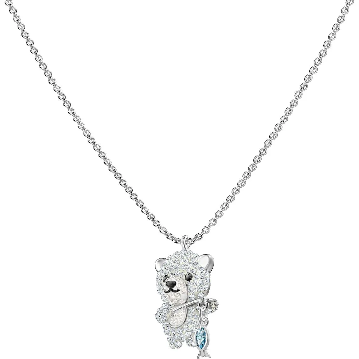 Polar Bear Multi-Colored Rhodium Plated Pendant Necklace