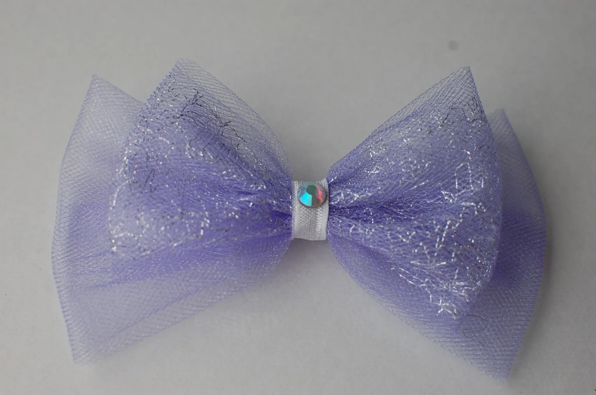 Purple tull ribbon hair clip/brooch
