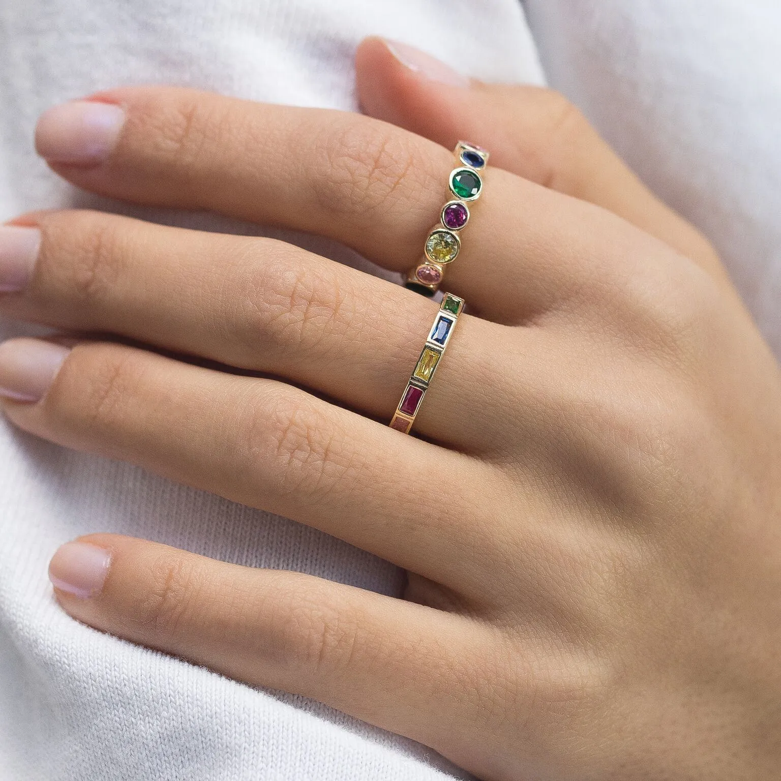 Rainbow Bezel Ring