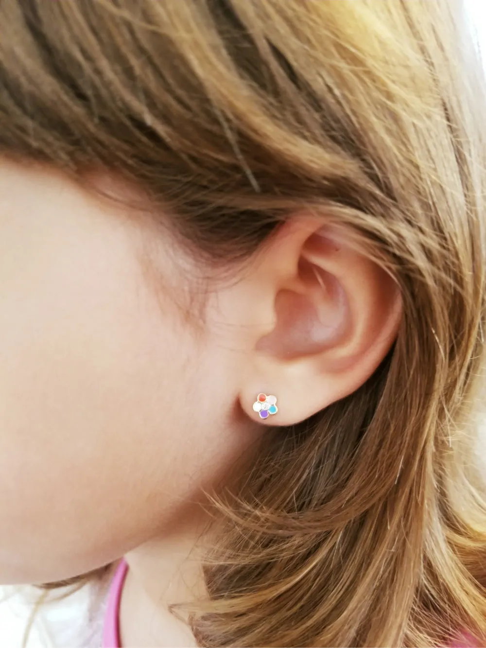 Rainbow Enamel Flower Earrings