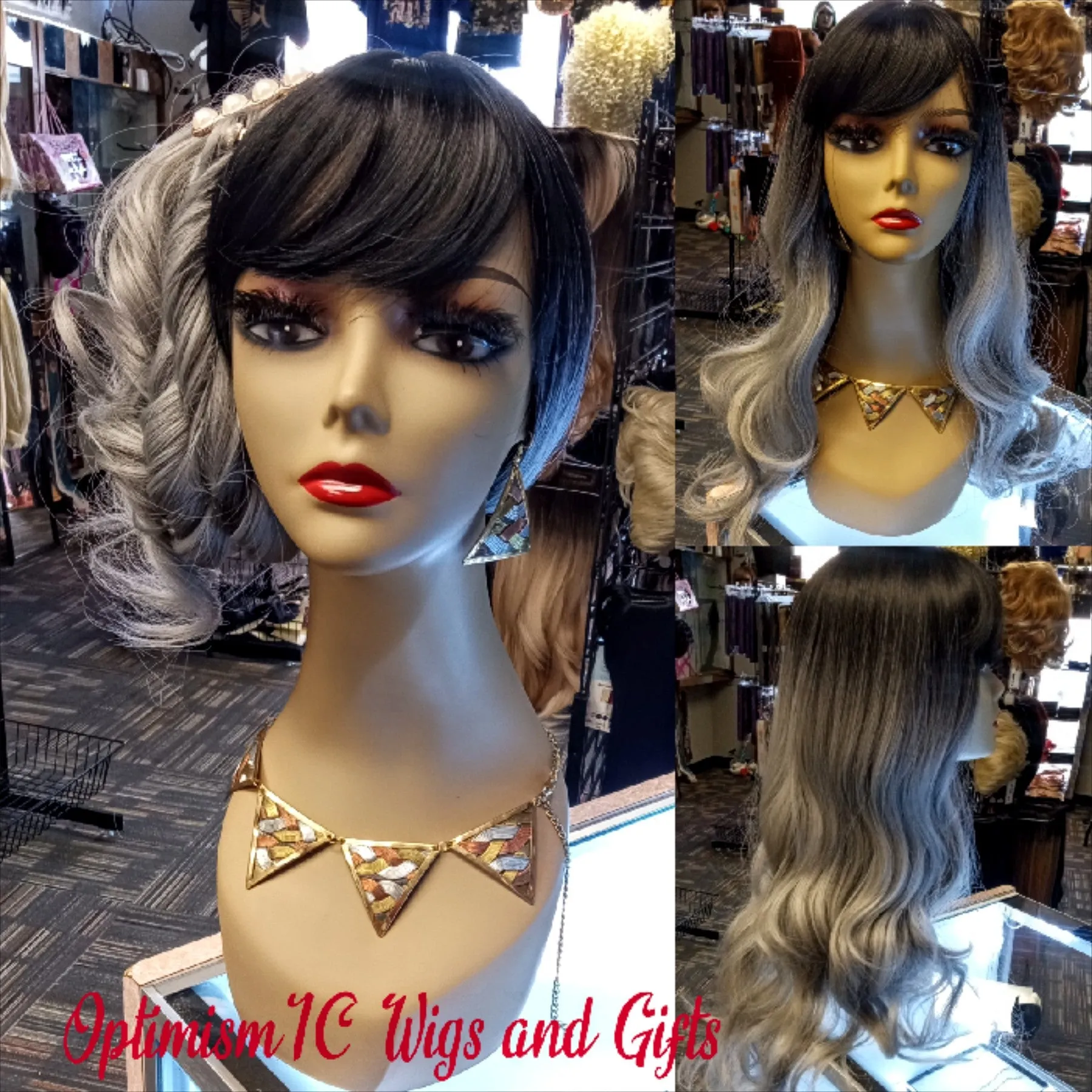 Raven Synthetic Gray Ombre Glueless Body wave Wigs $59 OptimismIC Wigs and Gifts Shop West St Paul MN