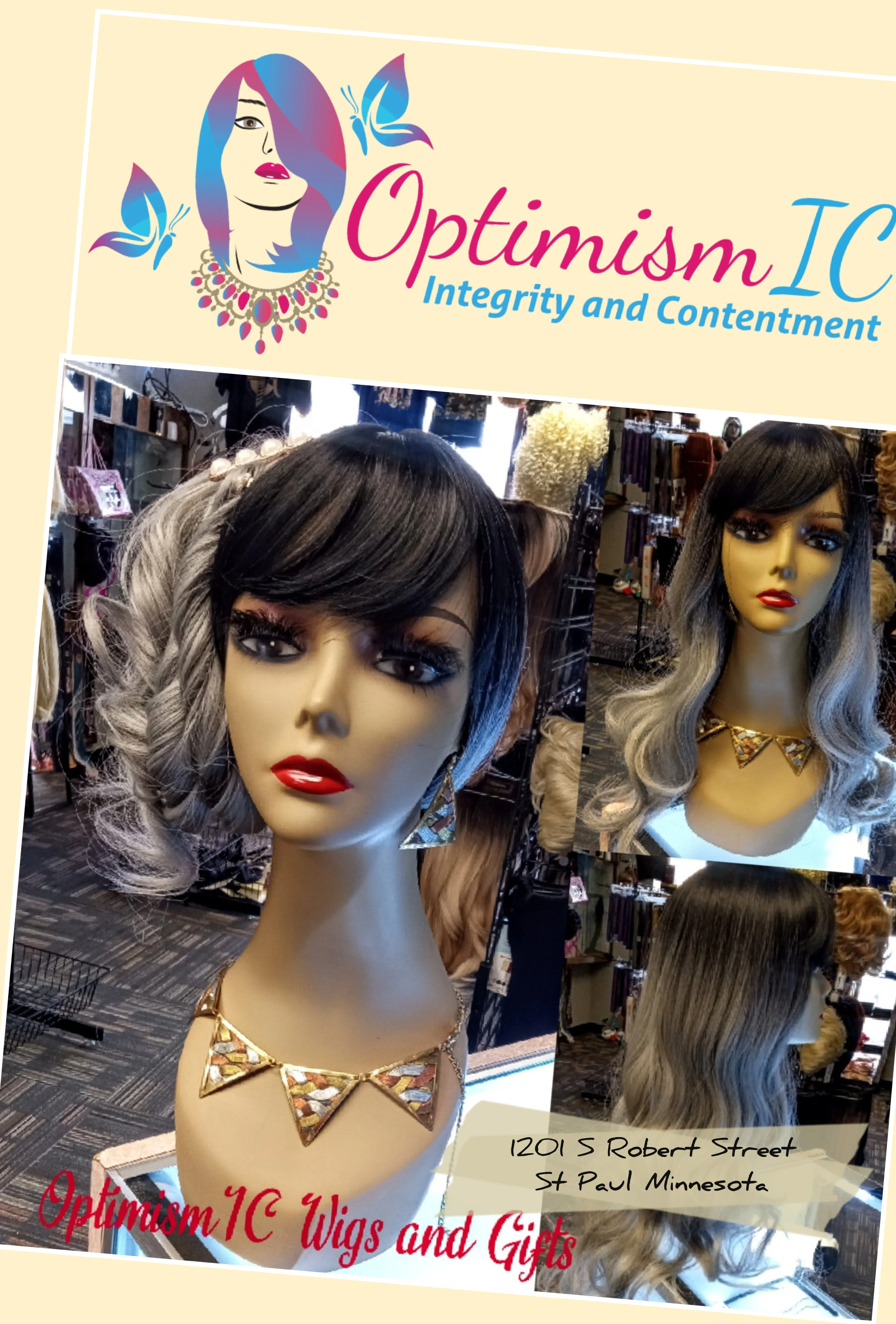 Raven Synthetic Gray Ombre Glueless Body wave Wigs $59 OptimismIC Wigs and Gifts Shop West St Paul MN