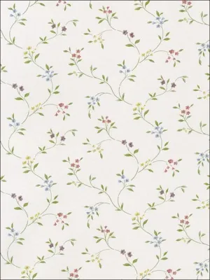 Red Blue Country Mini Floral Trail CN22604 Wallpaper