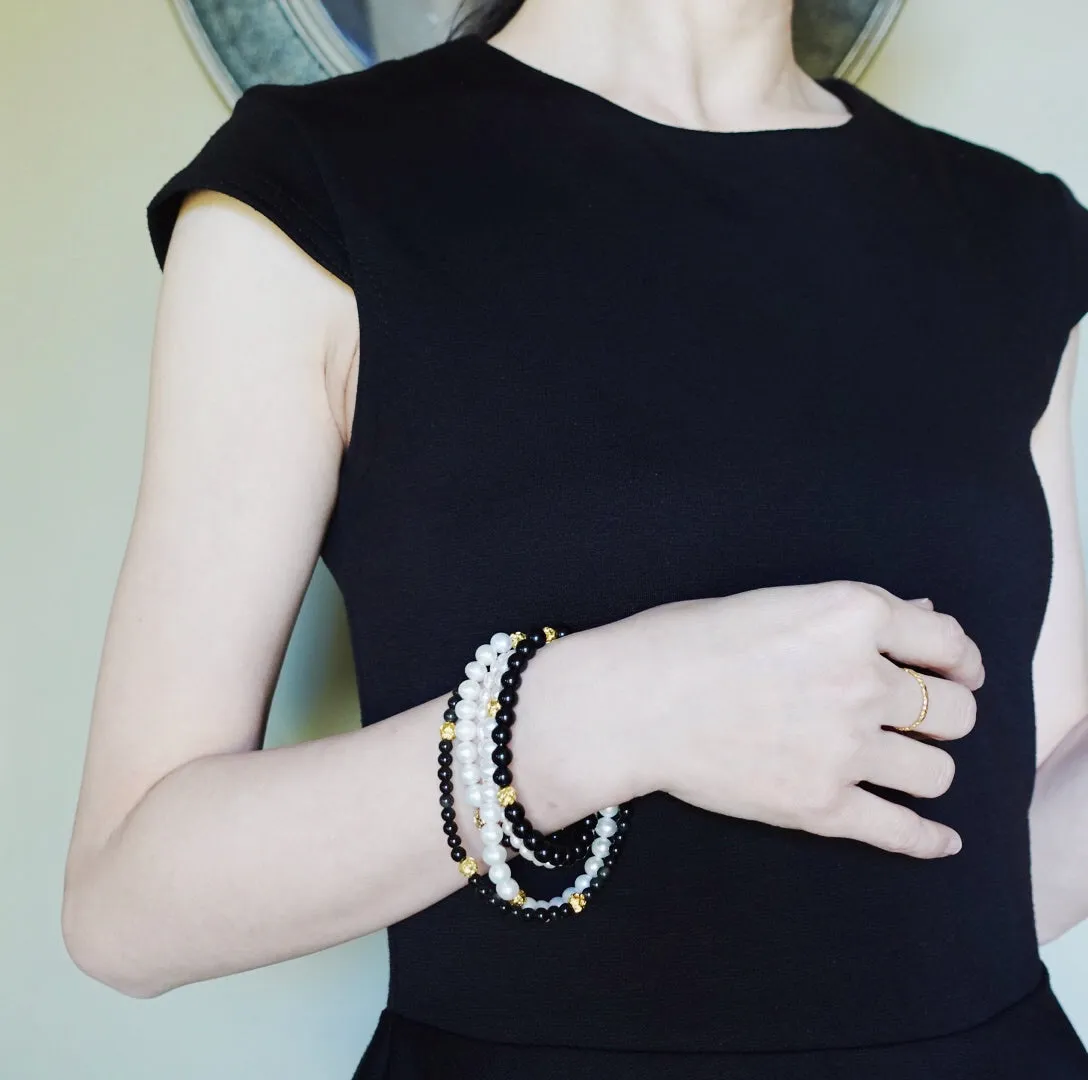 Return to Origin Pearl and Obsidian Opera Necklace