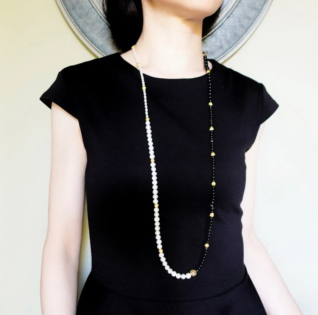 Return to Origin Pearl and Obsidian Opera Necklace