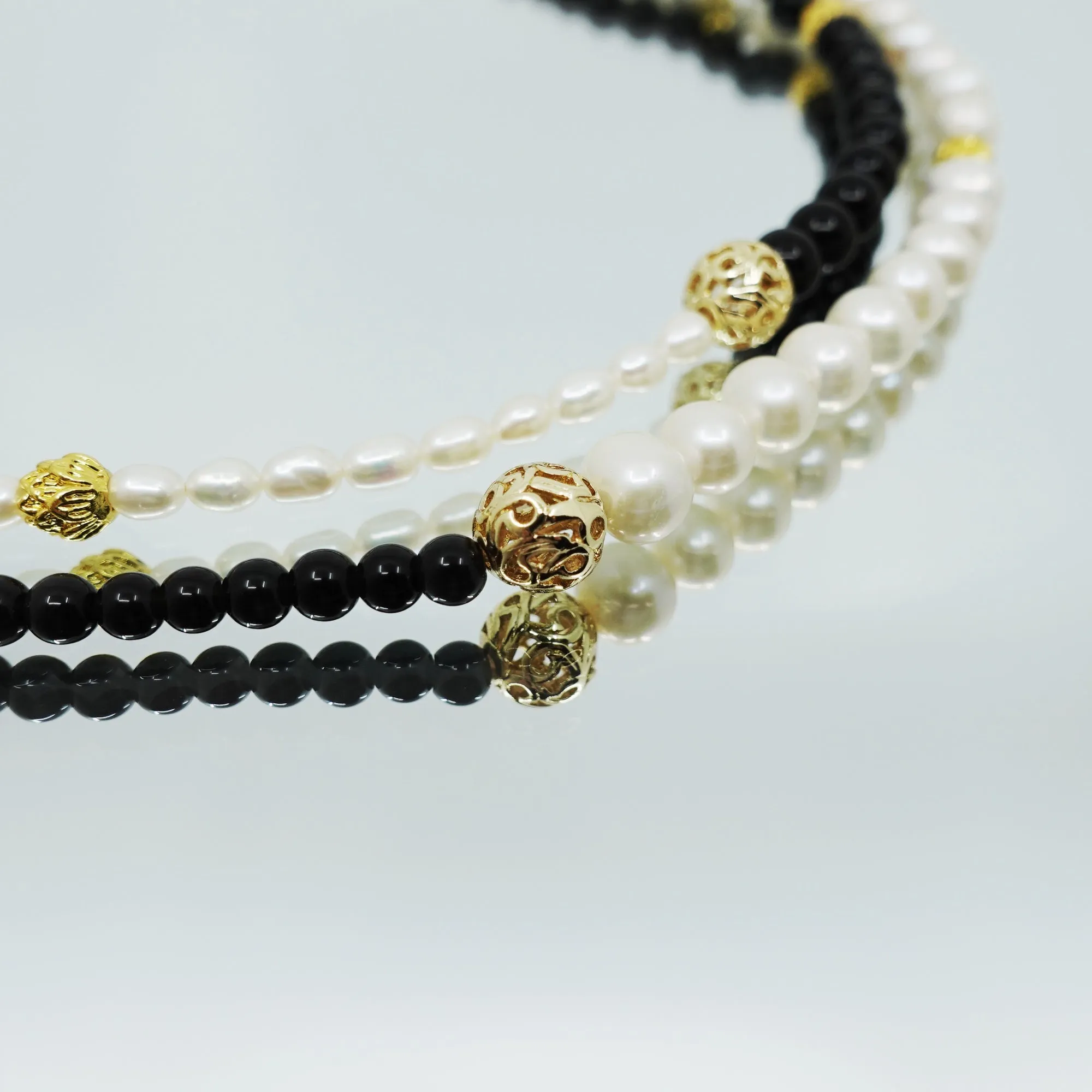 Return to Origin Pearl and Obsidian Opera Necklace