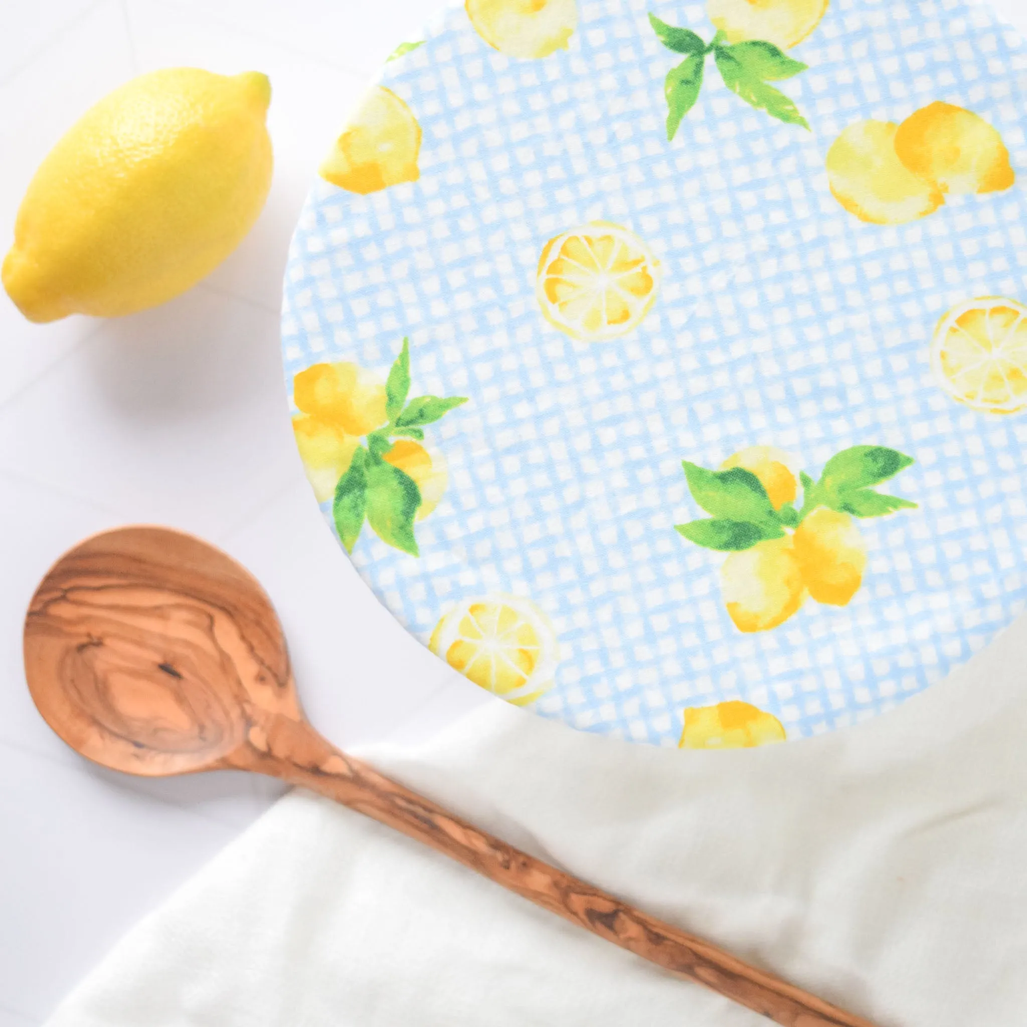 Reusable Dish Cover - Gingham Lemons