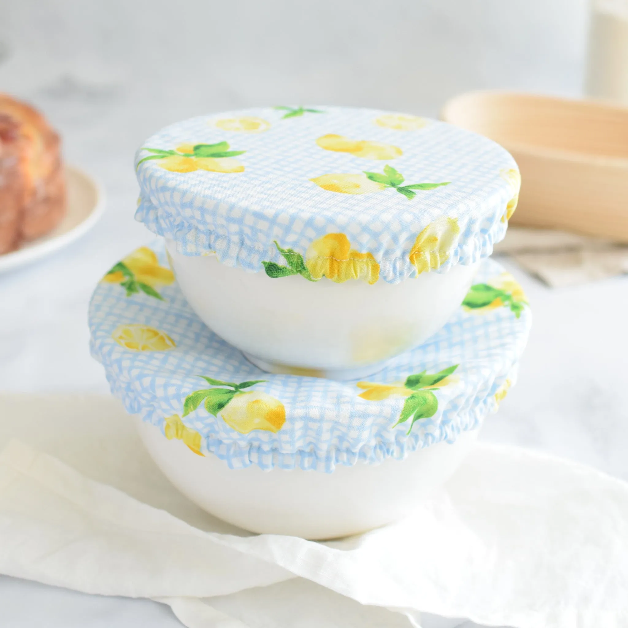 Reusable Dish Cover - Gingham Lemons